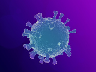 Coronavirus 2019-nCov novel coronavirus concept resposible for asian flu outbreak and coronaviruses influenza as dangerous flu strain cases as a pandemic. Microscope virus close up. 3d rendering.