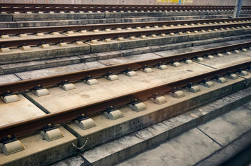 Close up the train tracks