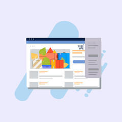 Online shop illustration, e-commerce in web illustration, vector isolated.