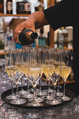 Nice close up photography of champagne serving, poring