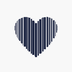 Heart in the style of the barcode. Modern design logo sign icon. Fashion print for clothes, cards, picture, poster, banner for websites. Vector illustration