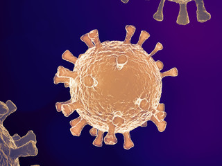 Coronavirus 2019-nCov novel coronavirus concept resposible for asian flu outbreak and coronaviruses influenza as dangerous flu strain cases as a pandemic. Microscope virus close up. 3d rendering.