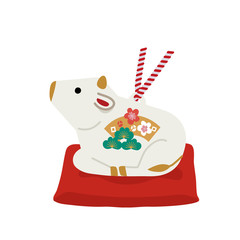 2021年　年賀状　シンプル　素材　丑年　土鈴　白