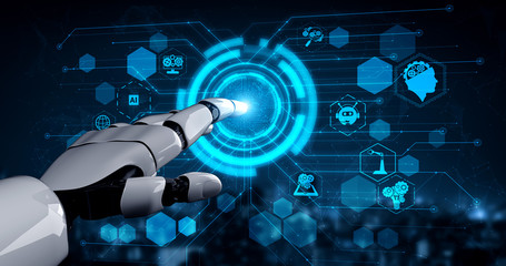 Future artificial intelligence robot and cyborg.