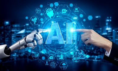 Future artificial intelligence robot and cyborg.