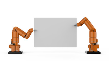 robot arm with blank paper