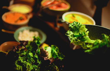 Lettuce is most often used for salads, although it is also seen in other kinds of food, such as soups, sandwiches and wraps ,Salad ingredients 
