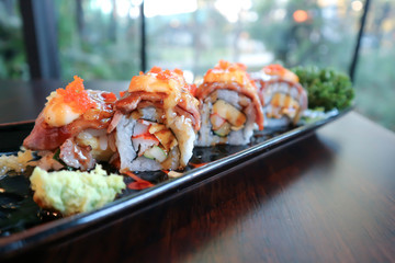 rolls or japanese roll, maki