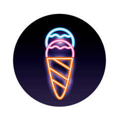 ice cream neon light icon