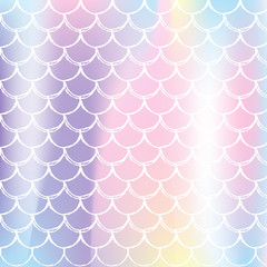 Holographic scale background with gradient mermaid.