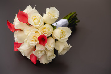 Beautiful wedding bouquet, top view