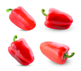 Bright red bell peppers isolated on a white background