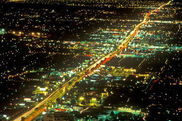 Fototapeta na wymiar Las Vegas at night from air, NV