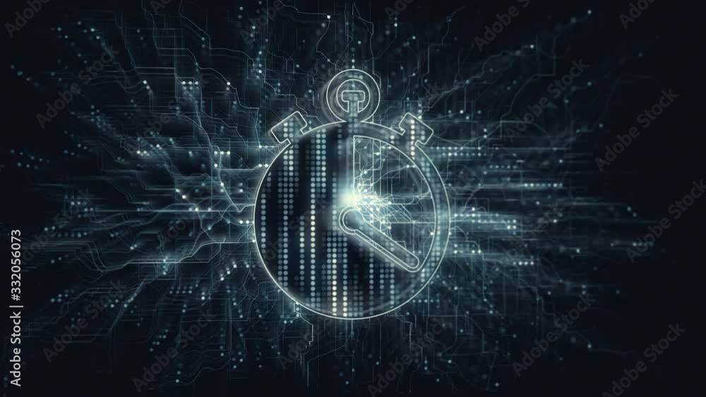 Poster cyberspace high speed network technology in digital data. stopwatch concept animation.