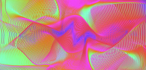Abstract geometric background with holographic waves.