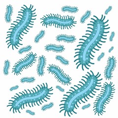 Bacterial microorganisms, bacteria, viruses. Vector illustration, flat cartoon, illustration icon.