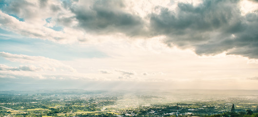 landscape with blue sky and clouds