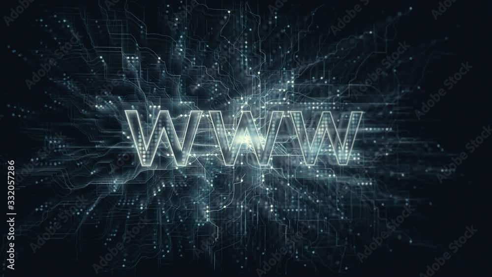 Poster cyberspace browsing in digital data. technology network connection concept animation.
