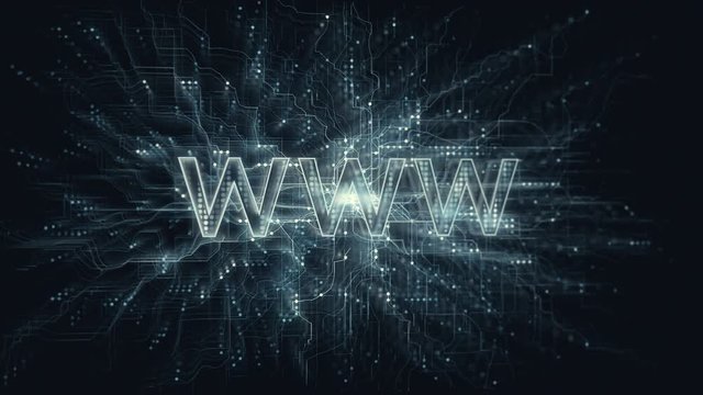 Cyberspace browsing in digital data. Technology network connection concept animation.