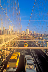Brooklyn Bridge at morning Rush hour going into Manhattan, NY