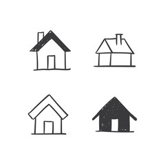 Fototapeta premium House doodle illustrations, hand drawn cute homes. Stay home campaign. #stayhome
