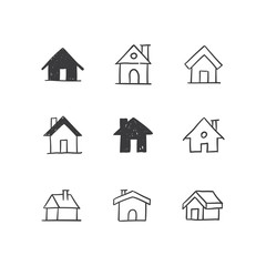 House doodle illustrations, hand drawn cute homes. Stay home campaign. #stayhome