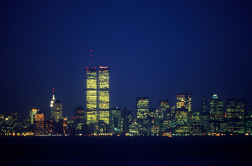 Manhattan Skyline from Staten Island at night, New York City, NY