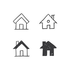 House doodle illustrations, hand drawn cute homes. Stay home campaign. #stayhome