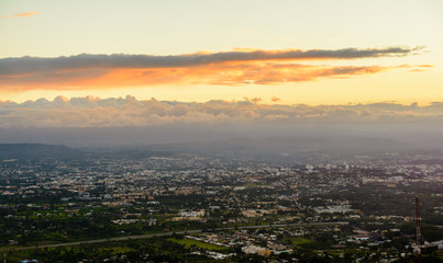 sunset onver the city