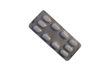 Tablets, medicines carved on a white background, isolate