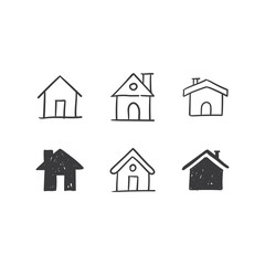 House doodle illustrations, hand drawn cute homes. Stay home campaign. #stayhome