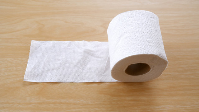 Roll of tissue on table