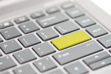 Yellow blank white enter key on keyboard background visual for word replacement