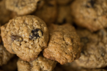 Close up of oatmeal raisin cookies