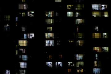 Modern Apartment Block at Night