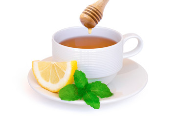 Ginger herbal tea isolated on white.