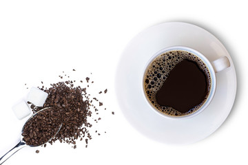 Coffee cup top view isolated.