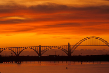 Sunset over Bridge in Newport, OR