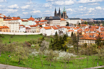 Prague castle with saint Vitus cathedral and Lesser town, Prague (UNESCO), Czech republic