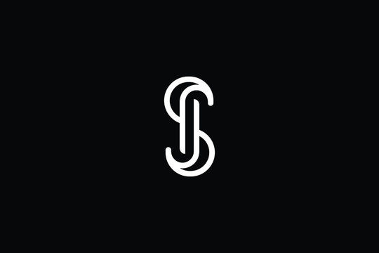 Minimal elegant monogram art logo. Outstanding professional trendy awesome artistic S SJ JS initial based Alphabet icon logo. Premium Business logo White color on black background