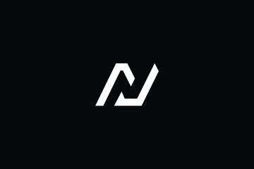 Minimal elegant monogram art logo. Outstanding professional trendy awesome artistic N NJ JN initial based Alphabet icon logo. Premium Business logo White color on black background