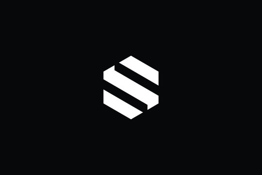 Minimal elegant monogram art logo. Outstanding professional trendy awesome artistic S SM MS initial based Alphabet icon logo. Premium Business logo White color on black background