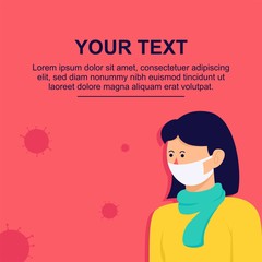 Woman wear a face mask against Coronavirus, 2019-ncov concept for banner, poster template