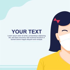 Woman wear a face mask against Coronavirus, 2019-ncov concept for banner, poster template