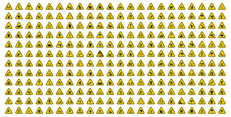 Warning Hazard Symbols labels Sign Isolate on White Background,Vector Illustration - obrazy, fototapety, plakaty