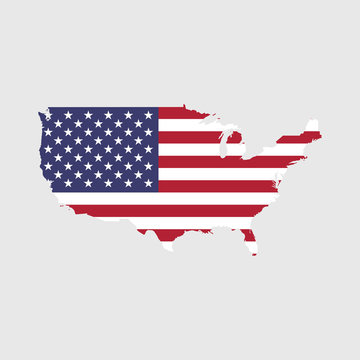 Vector illustration of United States flag map. Vector map.