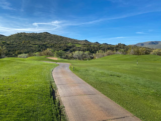 Fototapeta na wymiar mountain golf cart path