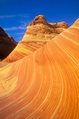 Close up of sandstone stripes, 'The Wave' on Kenab Coyote Butte, BLM, Slot Canyon, UT
