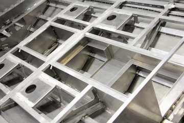 Longitudinal and transverse rigidity elements of the bottom of powerful welded fishing motor boat...