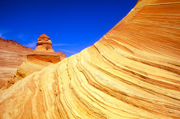 Close up of sandstone stripes, 'The Wave' on Kenab Coyote Butte, BLM, Slot Canyon, UT